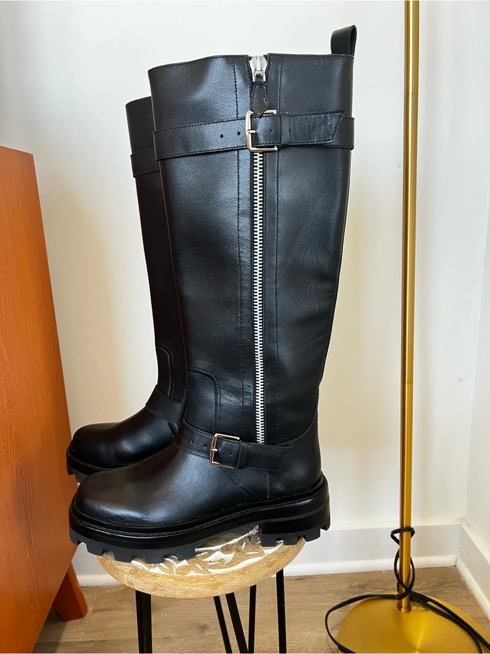 Jeffrey Campbell Just. Crush 2 sided ZipBlack Knee-High Lug Sole Boots - Women's